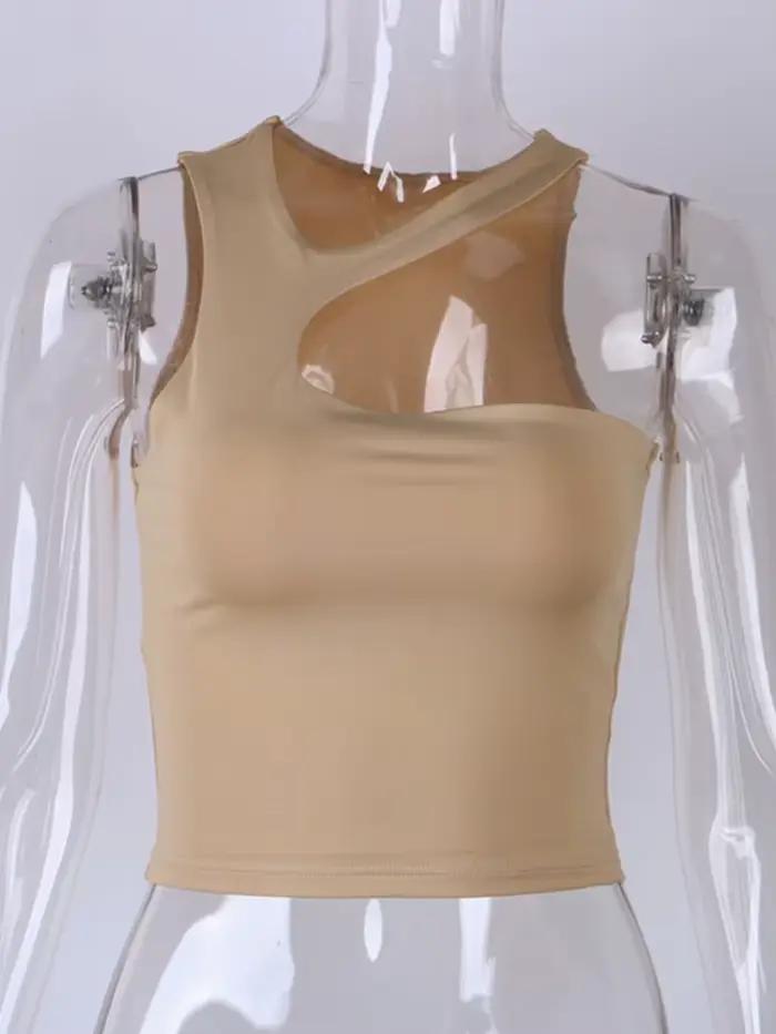 Débardeur court Sexy pour femmes, épaules dénudées, couleur unie, slim, Sport, court, débardeur irré