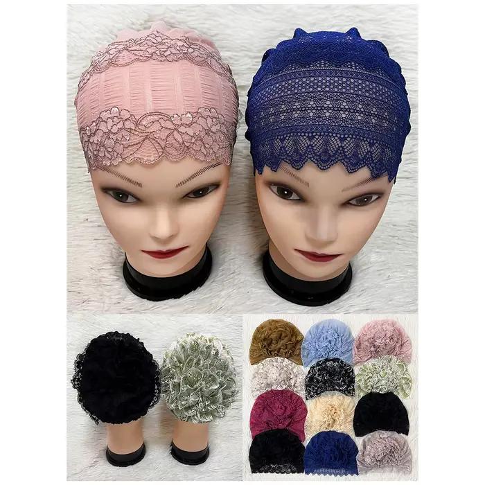 Chapeau en flanelle ajouré en dentelle pour femmes, Design élastique, casquette pour le front, croix