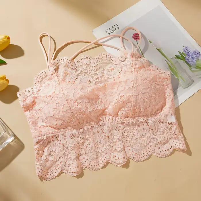 Soutien-gorge enveloppé de poitrine en dentelle pour femmes, Sexy, beau dos croisé, haut tubulaire, 