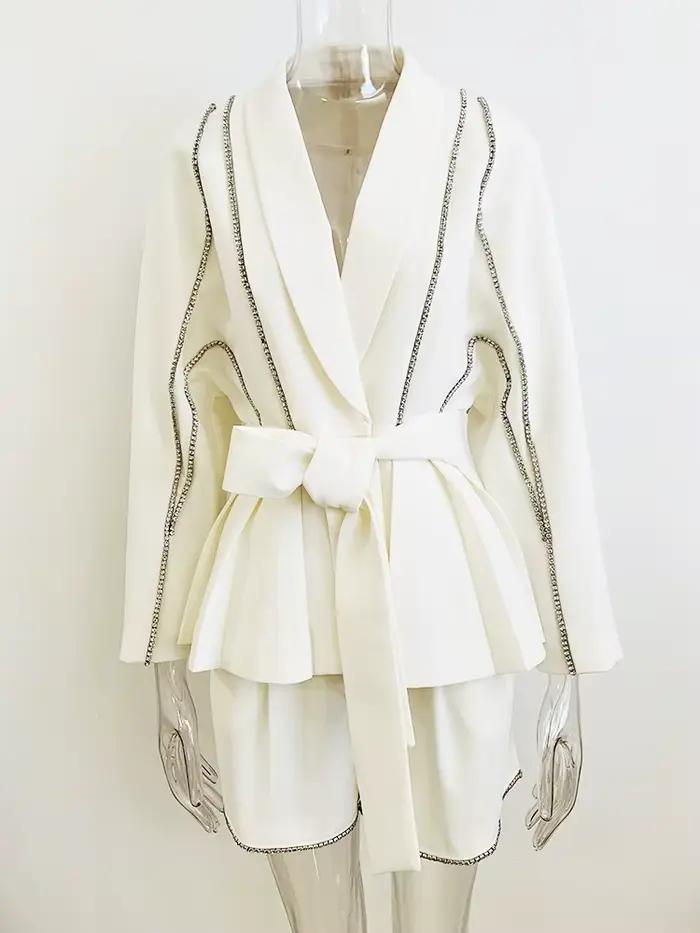 HIGH STREET Nouveauté 2026 Ensemble de costume de créateur pour femme, style défilé, avec blazer à m
