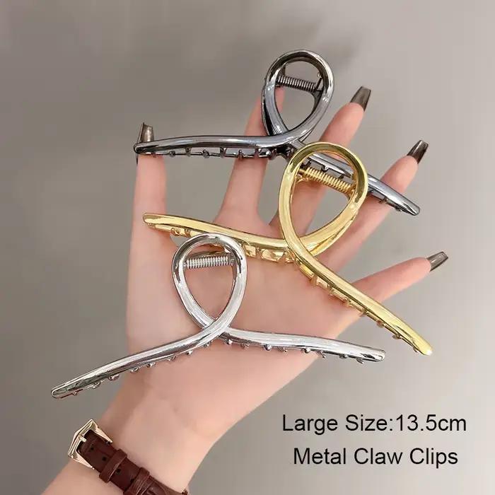 Pince à cheveux surdimensionnée en métal de 13.5cm, grande pince creuse, épingle à cheveux tendance,