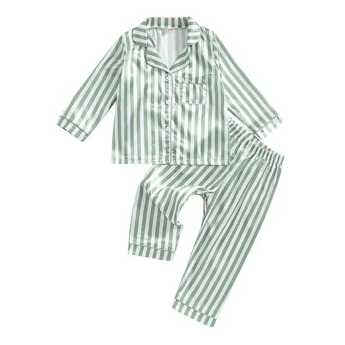 Ensemble de pyjamas en satin pour enfants, vêtements de nuit moulants, chemises à manches longues im