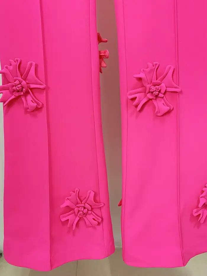 HIGH STREET Nouveauté 2026 Pantalon de mode de créateur pour femme avec applications florales