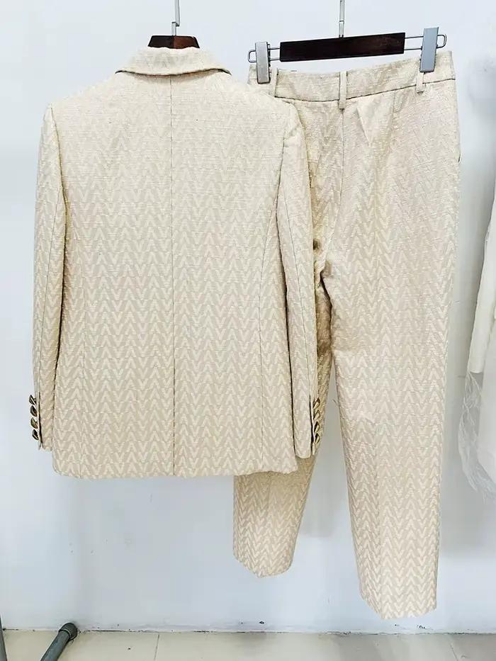 HIGH STREET Nouvelle Collection 2026 Ensemble de Costume de Créateur pour Femme, Blazer et Pantalon 
