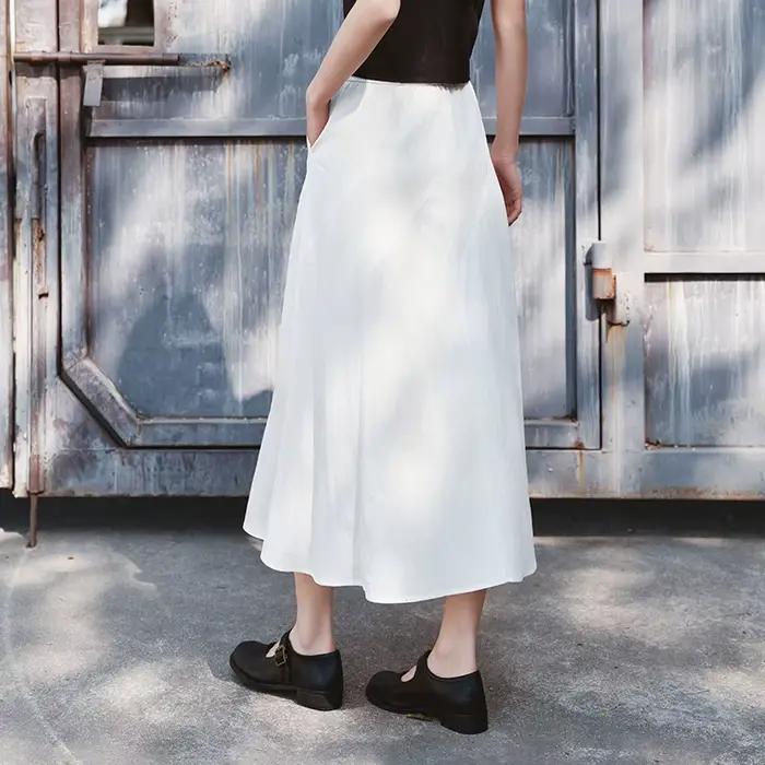 Jupe Femme Semir 2026 – Taille Élastique, Drapée, Fendue, Coupe Évasée, Style Décontracté Ample, Dou