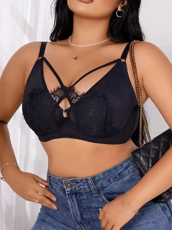 Lingerie grande taille pour femmes, demi-tasse froncée, Push Up, bouton avant, dentelle, conception 