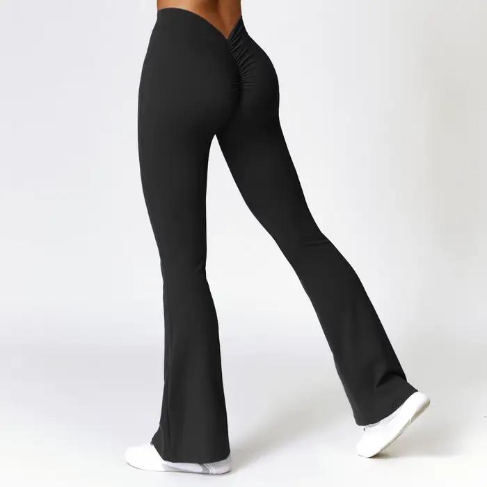 Leggings évasés en forme de V, pantalons de Yoga pour femmes, taille haute, jambes larges, pour gymn