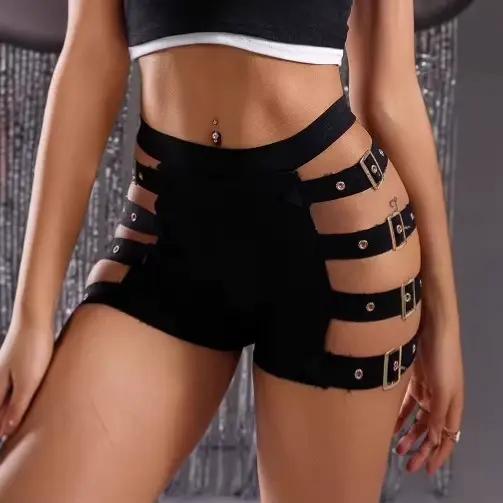 Nouveau Discothèque femmes Shorts taille haute Sexy évider Shorts pantalons chauds