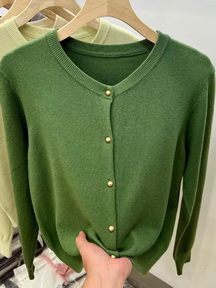 AOSSVIAO manches longues chandails Cardigan printemps automne femmes col rond tricots hauts vêtement
