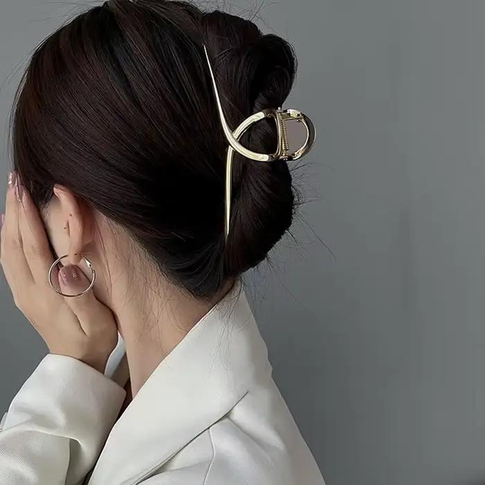 Pince à cheveux surdimensionnée en métal de 13.5cm, grande pince creuse, épingle à cheveux tendance,