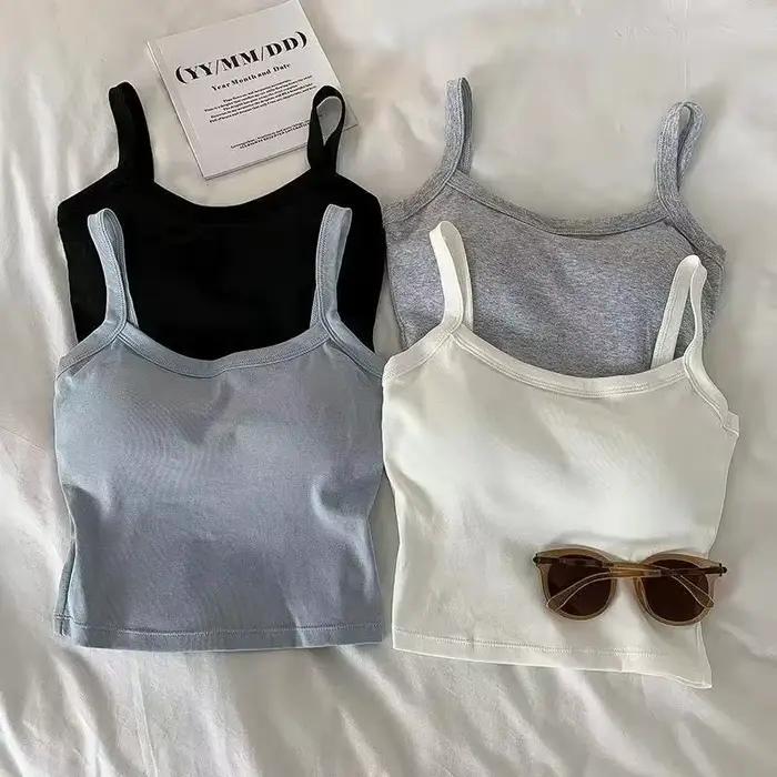 Haut court femmes Sexy hauts sans manche mode femme sous-vêtements dame Camisole fille basique T-shi