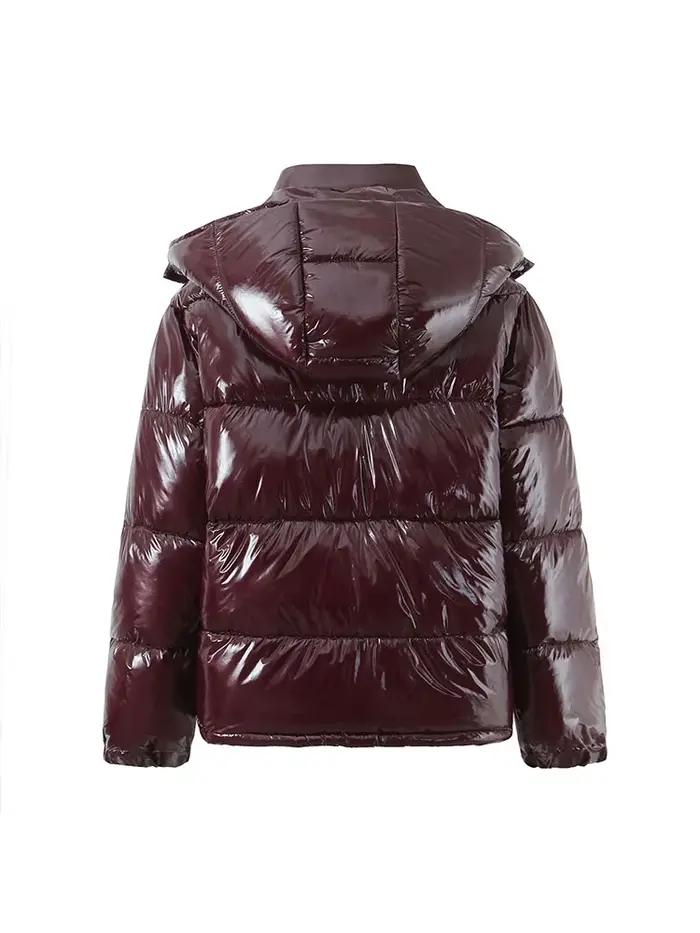 Nlzgmsj – veste à Surface brillante pour femme, nouvelle mode, col montant, manches longues, fermetu