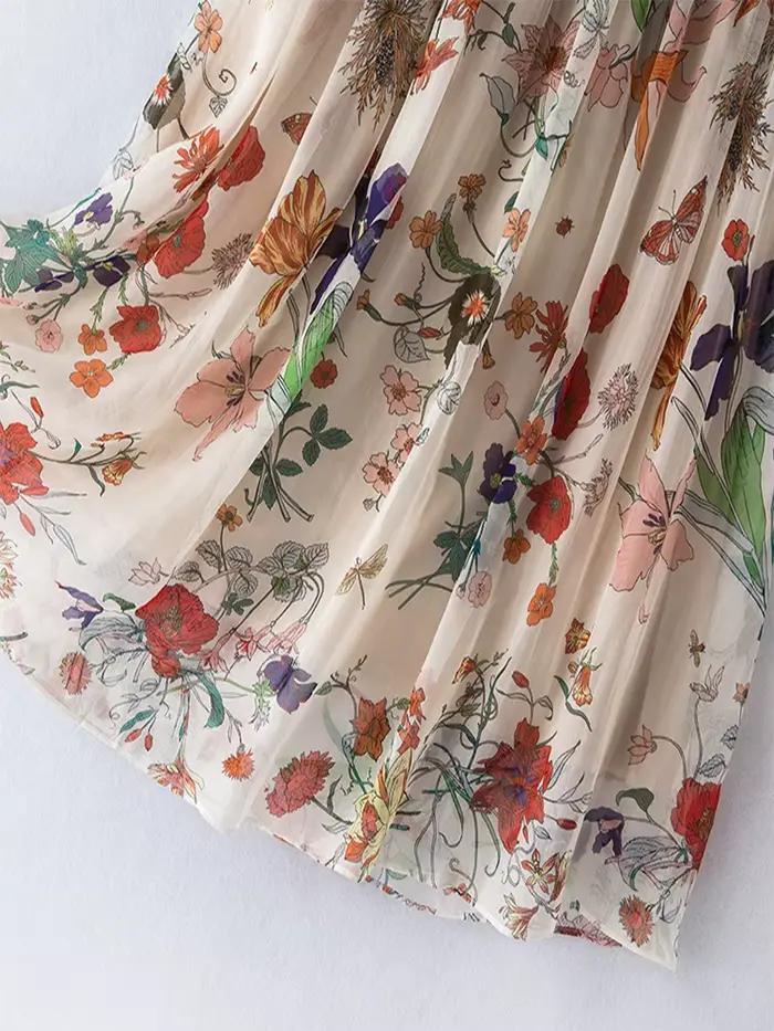 Jupes en soie véritable 100% Birdtree, jupe longue imprimée pour femmes, jupe d'été, jupe fine et mi