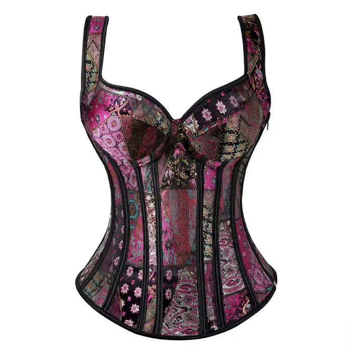 Corset Jacquard à lacets pour femme, serre-taille, lingerie vintage, corset Renaissance avec bretell