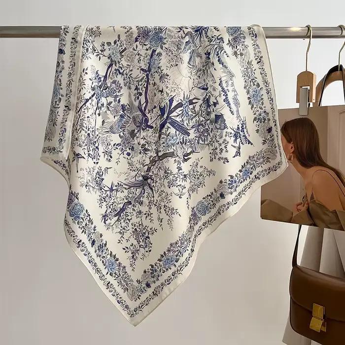 Foulard carré en pur coton pour femmes, Foulard pour cheveux, Design imprimé, Foulard de tête, à la 