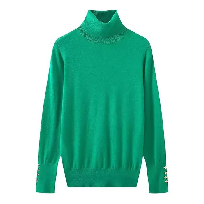 YENKYE automne femmes à manches longues basique col roulé tricot pull pull décontracté tricots