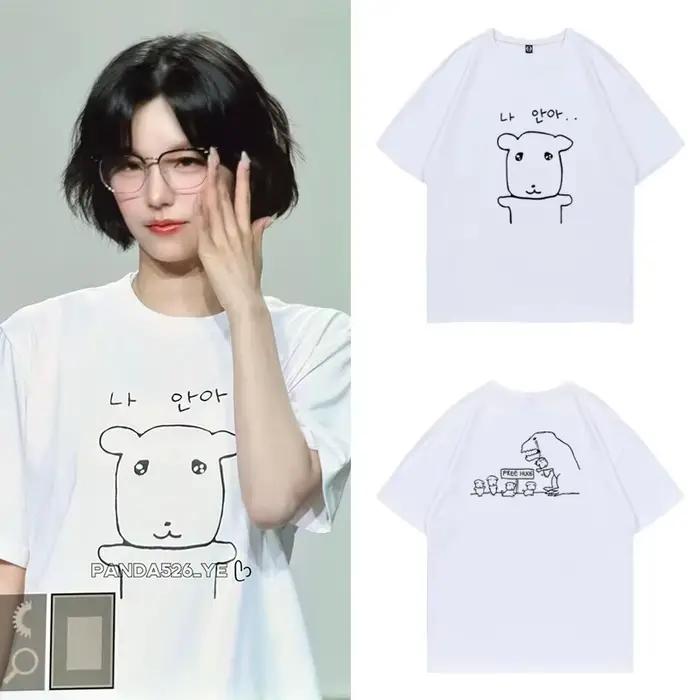 T-shirt mignon à col rond pour femmes, avec motif Harajuku amusant, manches courtes, haut confortabl