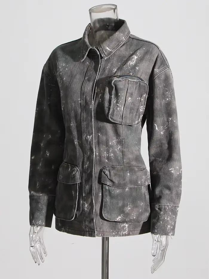 TWOTWurea-Veste en jean YLE Temperament pour femme, revers, manches longues, simple boutonnage, cams