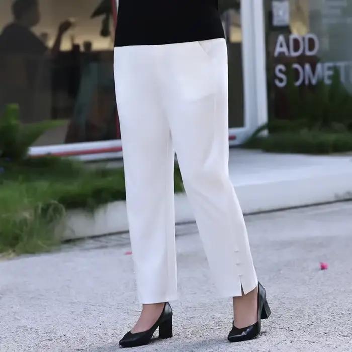 Pantalon formel de bureau grande taille pour femmes, 7XL, 6XL, 5XL, 4XL, blanc, droit, taille haute,