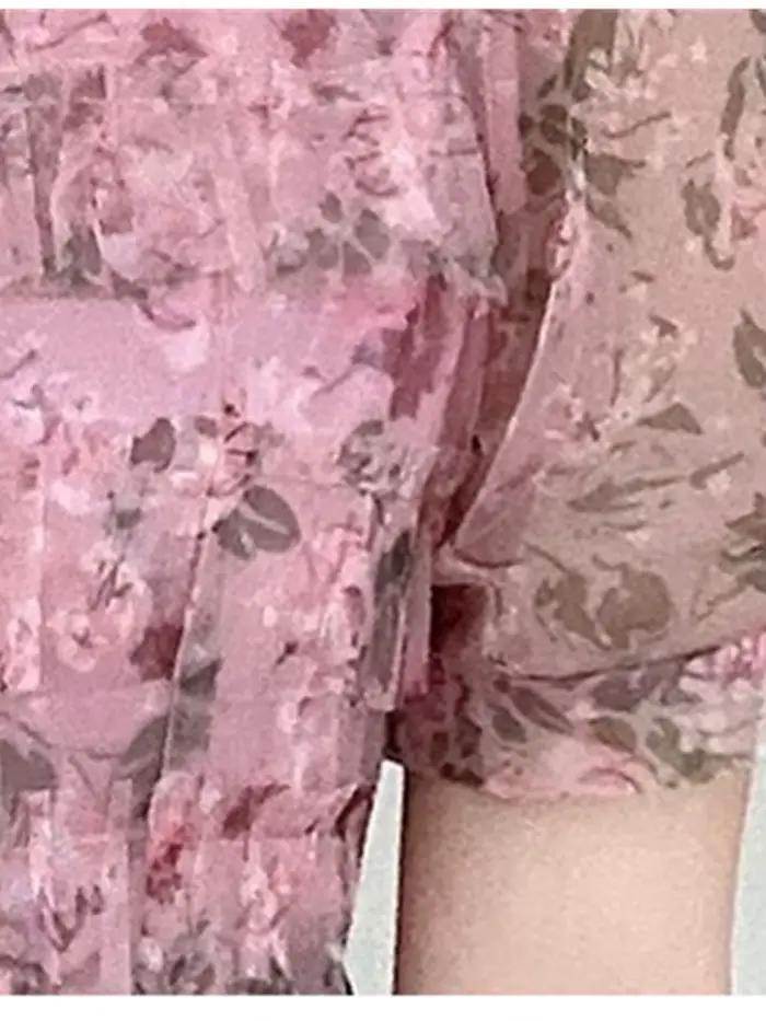 SMTHMA-Robe d'été légère à col perlé pour femme, robes de gâteau de style doux exquis, patchwork imp