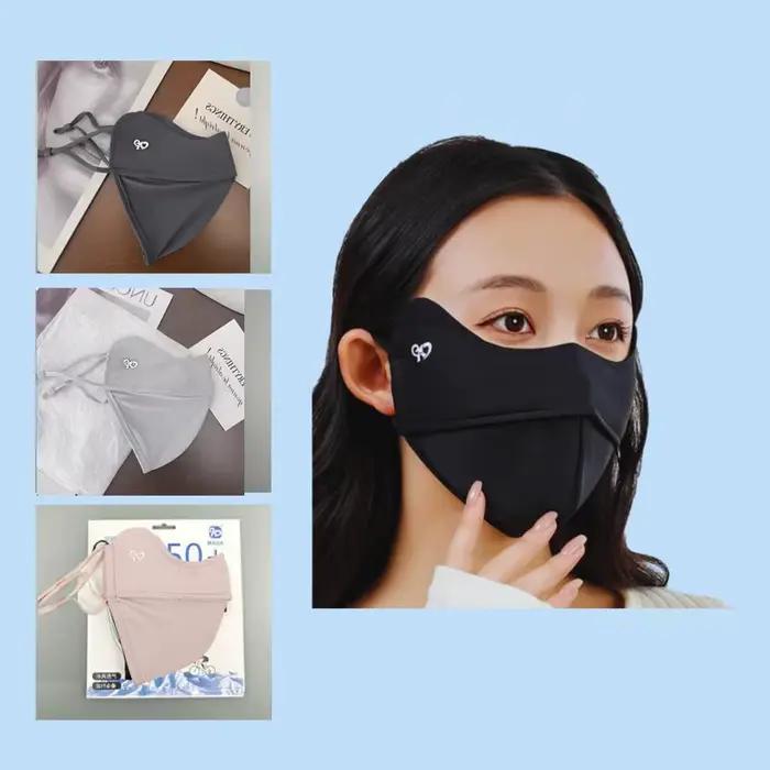 Écharpe de Protection solaire pour le visage, masque fin en soie glacée, voile de couverture d'été, 