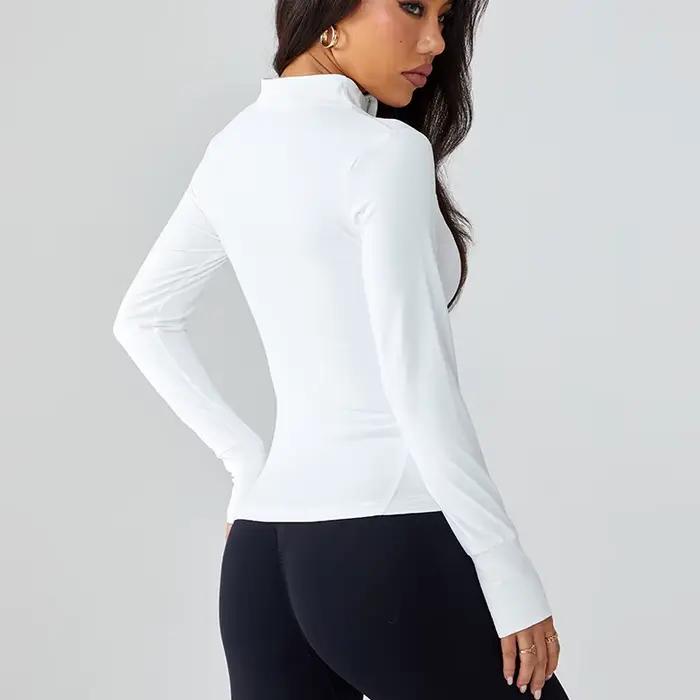 Veste de fitness professionnelle à col montant et fermeture éclair pour femme, amincissante et ajust