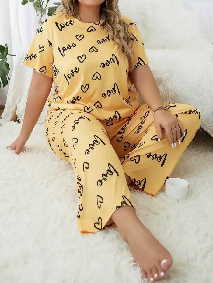 Ensemble de pyjama grande taille pour femme, vêtements de nuit printemps, hauts à manches longues, s