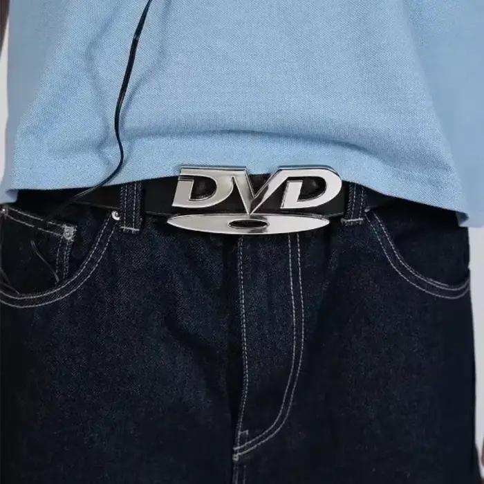 Ceinture à boucle DVD rétro Y2K 2026 pour femme, design tendance et original, accessoire polyvalent 