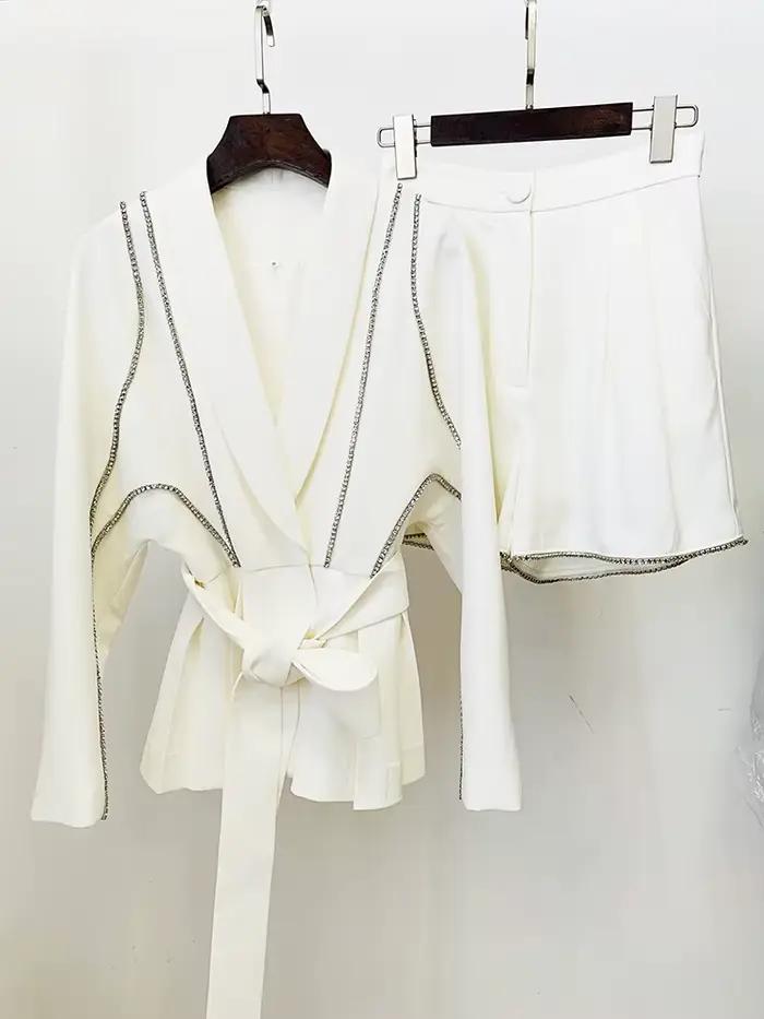 HIGH STREET Nouveauté 2026 Ensemble de costume de créateur pour femme, style défilé, avec blazer à m