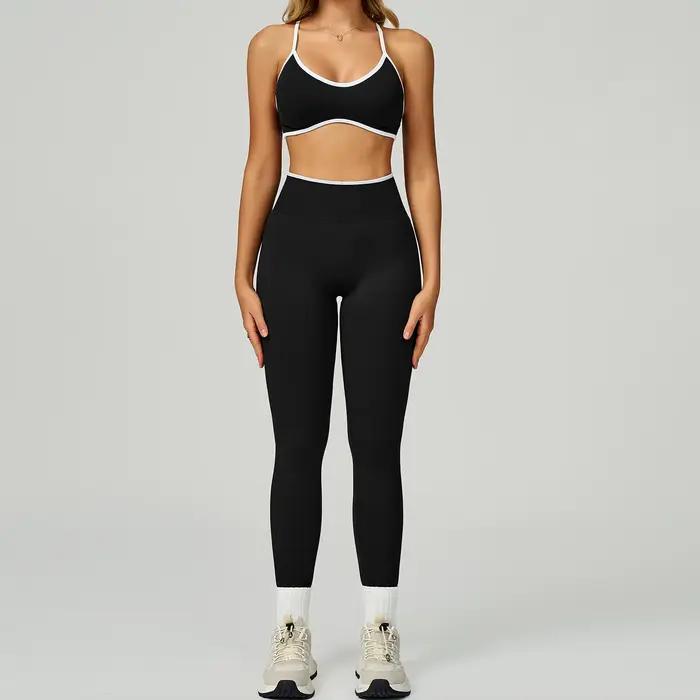 Ensemble de sport sans couture pour femmes, vêtements de Fitness, blocage de couleur, ensembles de Y