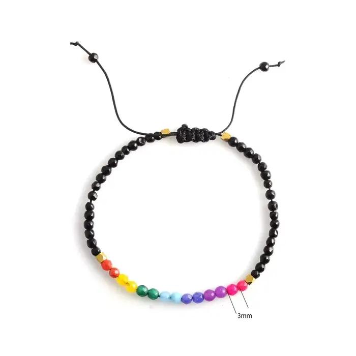 Bracelet à breloques en pierre naturelle arc-en-ciel pour femme, chaîne réglable, cristal de guériso