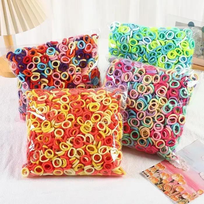 50 pièces/sac coloré de base en Nylon élastique attaches de cheveux pour les filles queue de cheval 