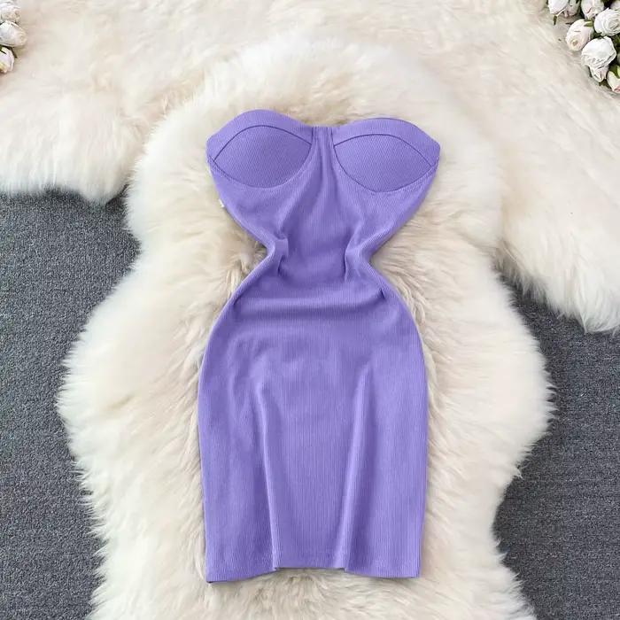 Robe bustier tubulaire sans bretelles, épaules dénudées, Sexy, moulante, Club de fête, élégante, ann