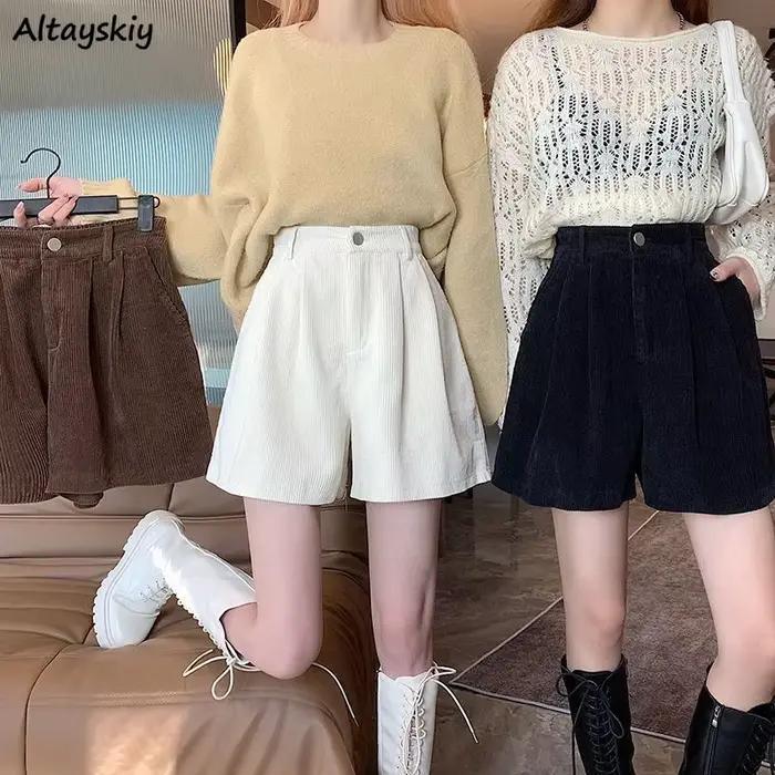 Short en velours côtelé pour femme, simple, pur, design confortable, mode décontractée, basique, Ulz