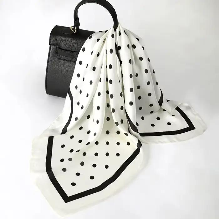 Dame cheveux Dot écharpe femme soie carré foulards bandeau pour femmes Bandana mode Foulard châles f