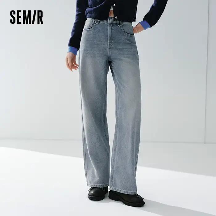 Semir rétro jean femmes 2026 printemps Lyocell mélange jambe large longueur de plancher hanche couvr