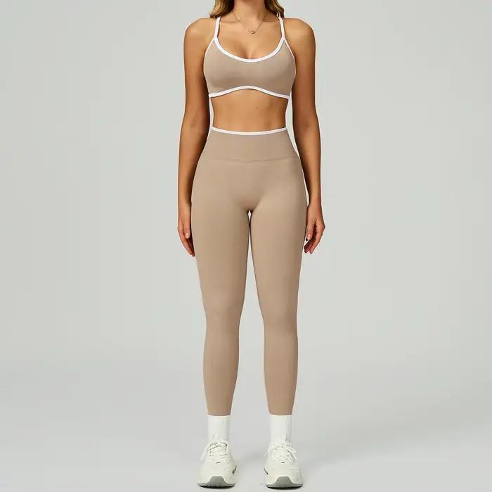 Ensemble de sport sans couture pour femmes, vêtements de Fitness, blocage de couleur, ensembles de Y