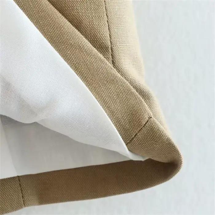 EllYANEllTIAN-Haut en Lin de Bergame pour Femme, Col en V, Simple Boutonnage, Court, Style CommPiedm