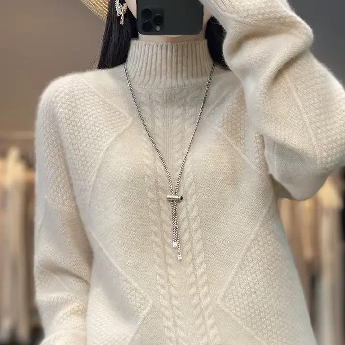 Pull à demi-col roulé pour femmes, pulls décontractés pour femmes, pulls épais pour documents, doux 