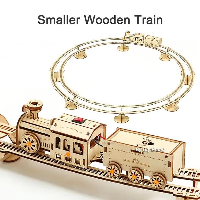 Puzzle 3D Train à vapeur mobile avec rails, jouet électrique à assembler, cadeau pour adulte, kit de