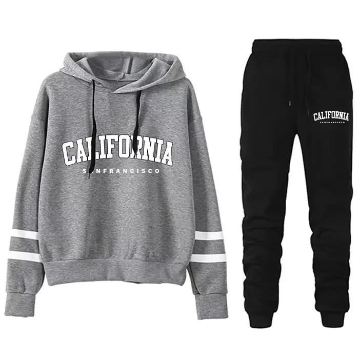California Womens Survêtement Casual Stripe Polyvalent Sweat à capuche ou pantalon ou costume Simpli