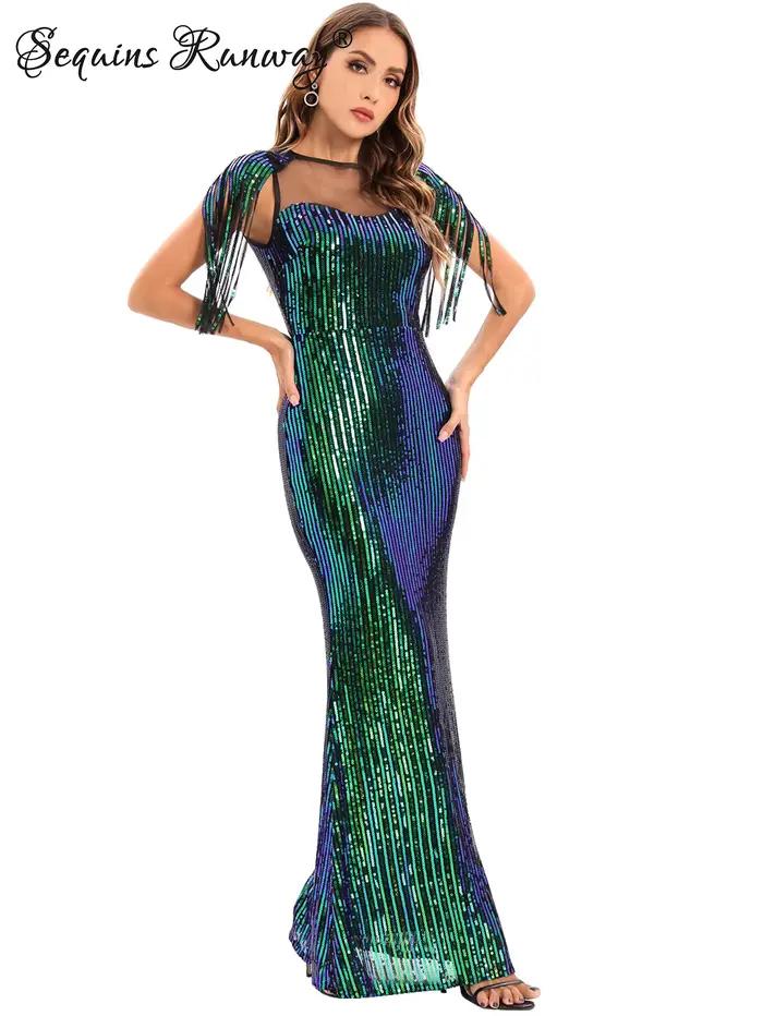 Robe d'été sexy transparente moulante à paillettes pour femmes 2026, robe maxi élégante pour fête d'