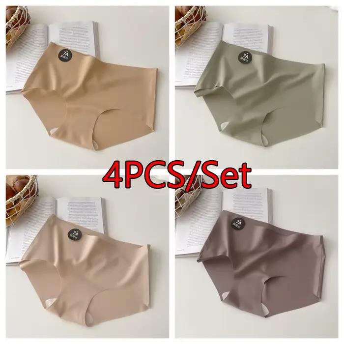 4 pièces/ensemble femmes culottes Slip soie sans couture slips pour femmes sous-vêtements féminins d
