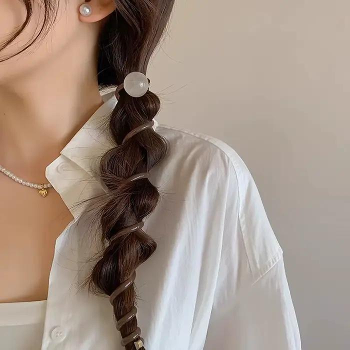 Vintage boule coeur droit élastique bandeau pour femmes filles Ponytial support cheveux cravate Scru