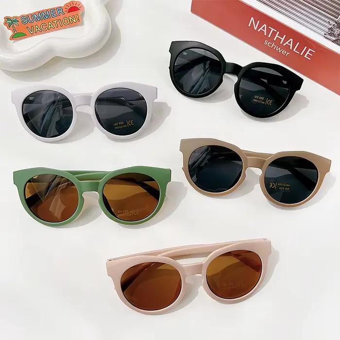 Nouvelles lunettes de soleil pour enfants, garçons et filles, double motif léopard, rondes, pour l'e
