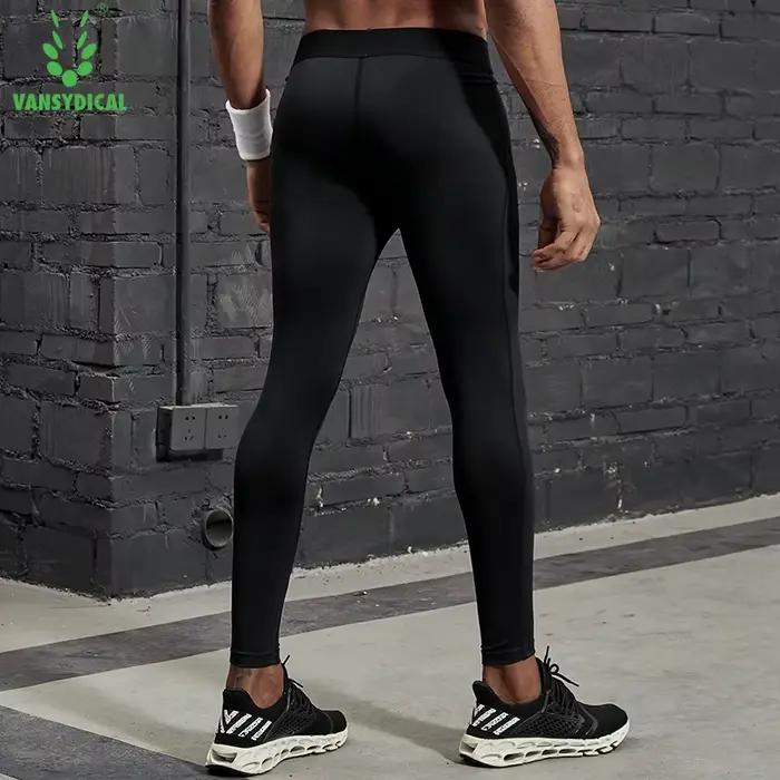VANSYDICAL pantalons de Compression hommes collants de course avec rayé réfléchissant basket-ball Le