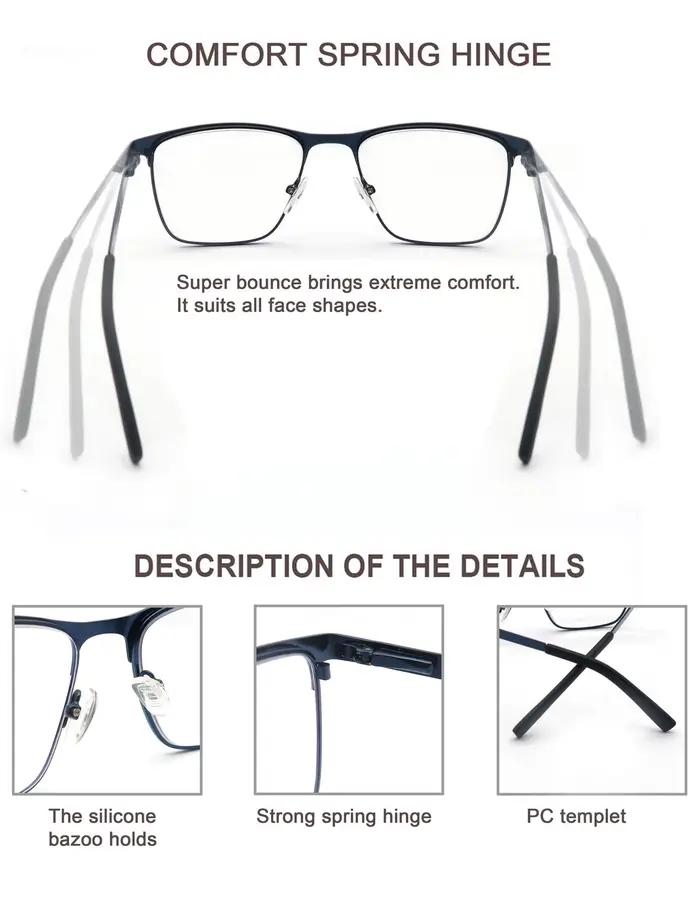 MODFANS lunettes de lecture à lumière bleue pour hommes cadre en métal lecteurs d'ordinateur presbyt