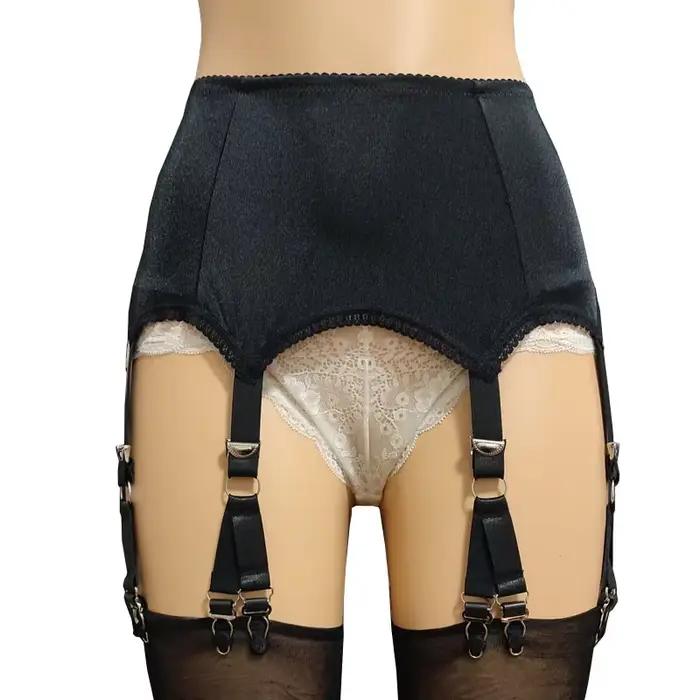 Porte-jarretelles Vintage pour femmes, Sexy, avec bas en dentelle, rétro, taille haute, 6 bretelles,