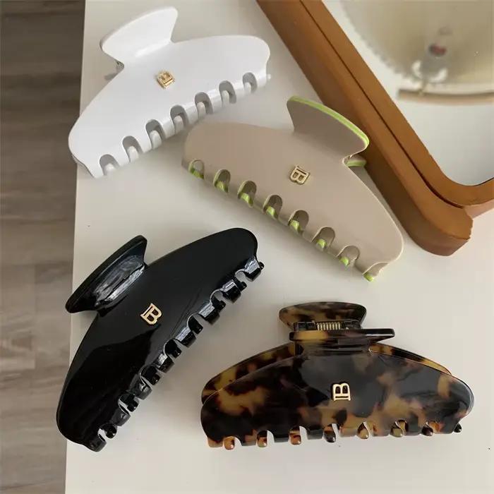 1/2/4 pièces nouvelle pince à cheveux en feuille d'acétate, pince à requin lettre, accessoire bandea
