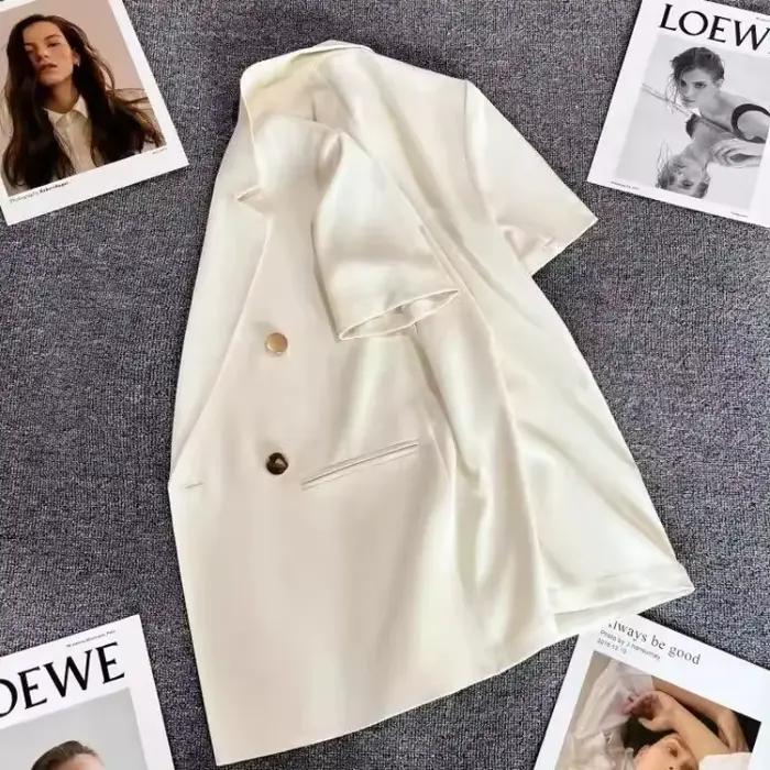 Veste d'été doublée dos nu pour femme, manteau blanc imbibé, manches courtes, mode coréenne, haute q